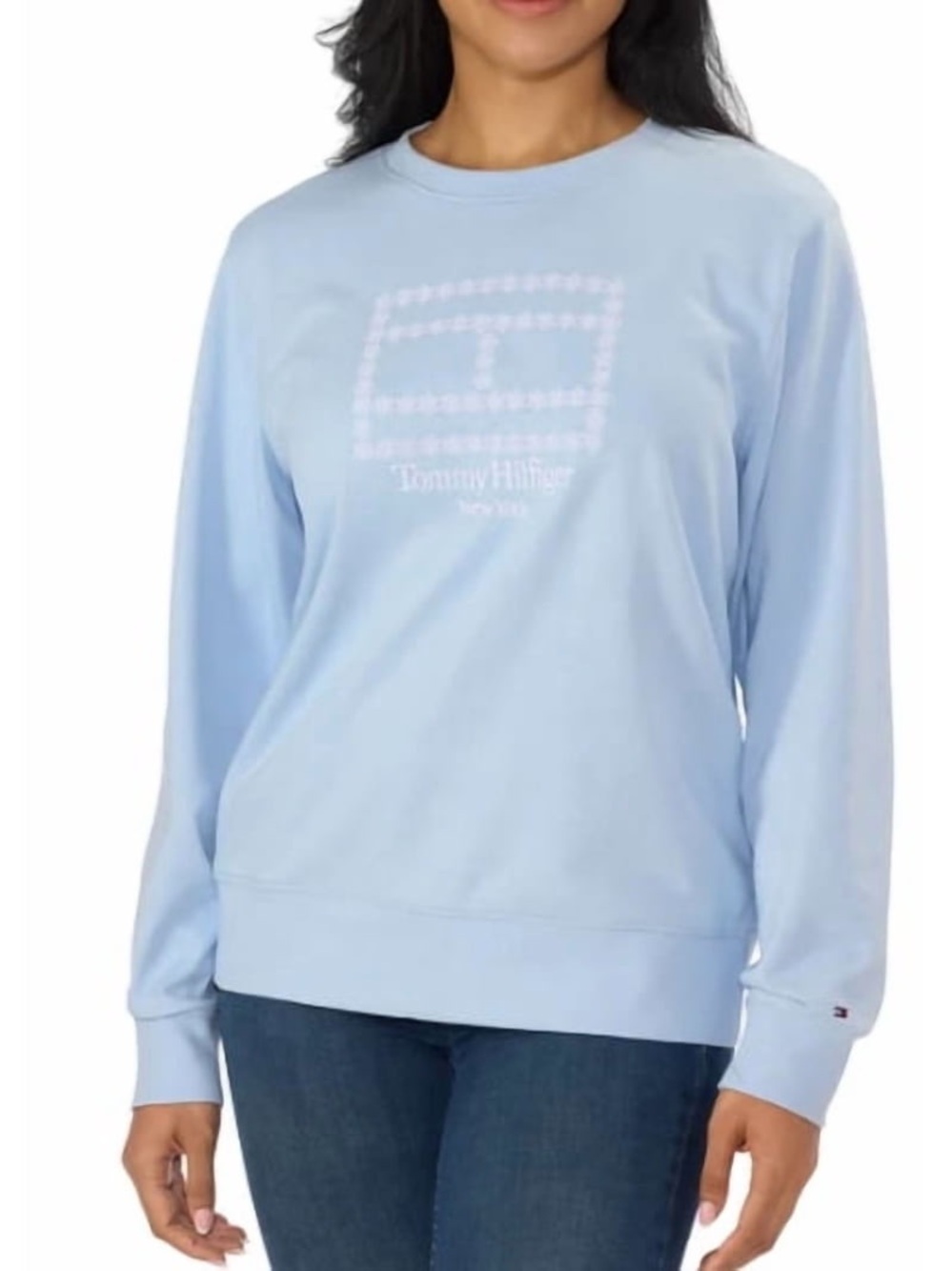 Tommy Hilfiger Women's Crewneck Sweater, Cotton Blend, Embroidered Logo Pullover